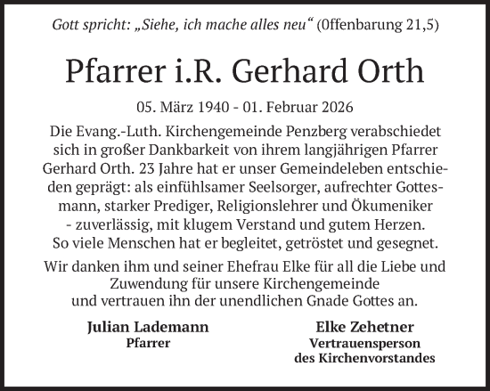 Todesanzeige von Gerhard Orth von merkurtz