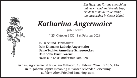Todesanzeige von Katharina Angermaier von merkurtz
