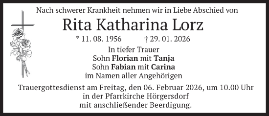 Todesanzeige von Rita Katharina Lorz von merkurtz