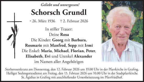 Todesanzeige von Schorsch Grundl von merkurtz