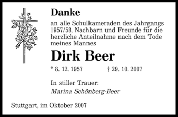 Todesanzeige von Dirk Beer von SAARBRÜCKER ZEITUNG