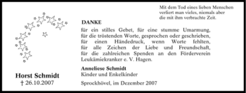 Todesanzeige von Horst Schmidt von SAARBRÜCKER ZEITUNG