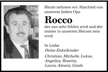 Todesanzeige von Rocco der uns sehr fehlen wird und der immer in unserem Herz Rocco von SAARBRÜCKER ZEITUNG