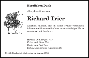 Todesanzeige von Richard Trier von saarbruecker_zeitung