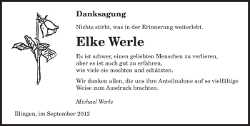 Todesanzeige von Elke Werle von saarbruecker_zeitung