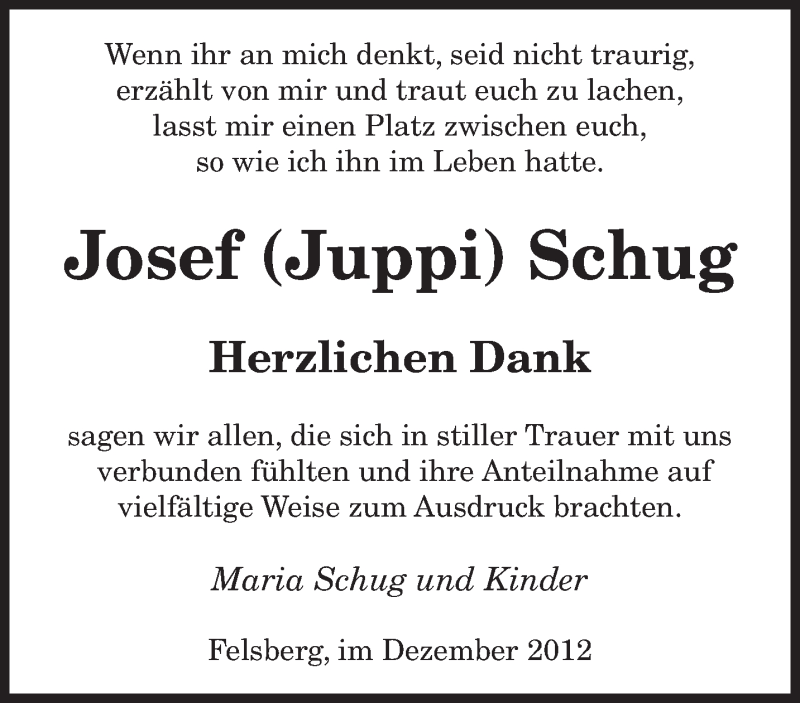  Traueranzeige für Josef Schug vom 08.12.2012 aus saarbruecker_zeitung