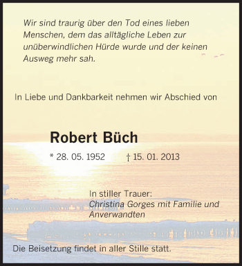 Todesanzeige von Robert Büch von saarbruecker_zeitung