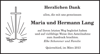 Todesanzeige von Maria und Hermann Lang von saarbruecker_zeitung