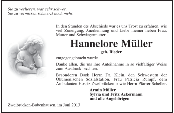 Todesanzeige von Hannelore Müller von saarbruecker_zeitung