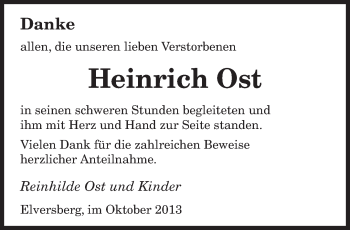Todesanzeige von Heinrich Ost von saarbruecker_zeitung