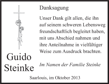 Todesanzeige von Guido Steinke von saarbruecker_zeitung