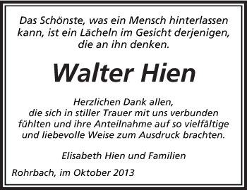 Todesanzeige von Walter Hien von saarbruecker_zeitung