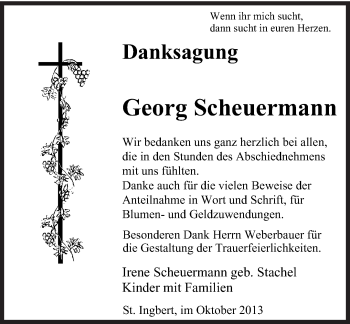Todesanzeige von Georg Scheuermann von saarbruecker_zeitung