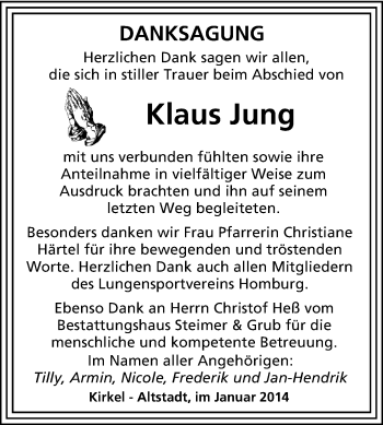 Todesanzeige von Klaus Jung von saarbruecker_zeitung