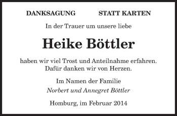 Todesanzeige von Heike Böttler von saarbruecker_zeitung