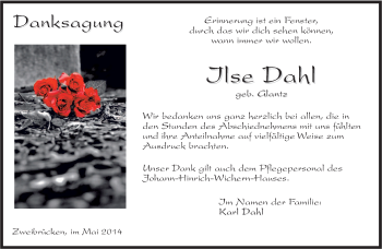 Todesanzeige von Ilse Dahl von saarbruecker_zeitung
