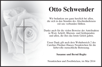 Todesanzeige von Otto Schwender von saarbruecker_zeitung
