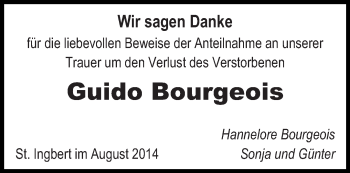 Todesanzeige von Guido Bourgeois von saarbruecker_zeitung
