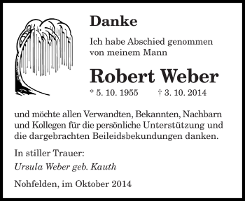 Todesanzeige von Robert Weber von saarbruecker_zeitung