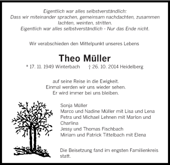 Todesanzeige von Theo Müller von saarbruecker_zeitung
