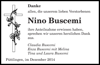 Todesanzeige von Nino Buscemi von saarbruecker_zeitung