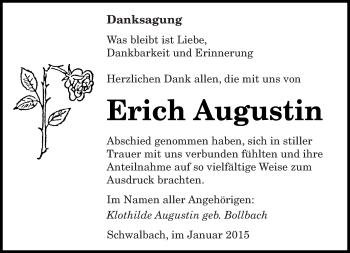 Todesanzeige von Erich Augustin von saarbruecker_zeitung