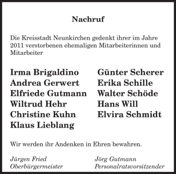 Todesanzeige von Elfriede Gutmann von SAARBRÜCKER ZEITUNG