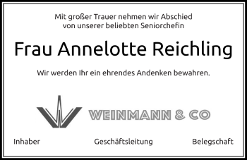 Todesanzeige von Annelotte Reichling von saarbruecker_zeitung