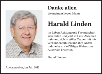 Todesanzeige von Harald Linden von SAARBRÜCKER ZEITUNG