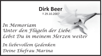 Todesanzeige von Dirk Beer von SAARBRÜCKER ZEITUNG