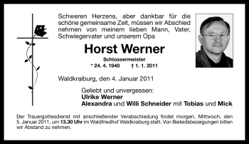 Todesanzeige von Horst Werner 