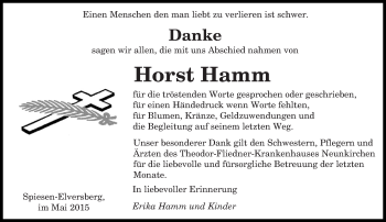 Todesanzeige von Horst Hamm von saarbruecker_zeitung