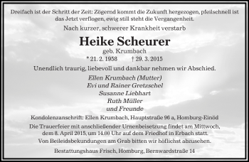 Todesanzeige von Heike Scheurer von saarbruecker_zeitung