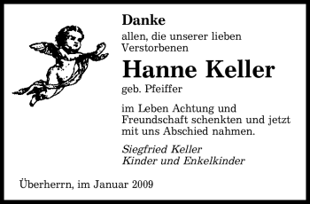 Todesanzeige von Hanne Keller von SAARBRÜCKER ZEITUNG
