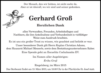 Todesanzeige von Gerhard Groß von saarbruecker_zeitung