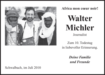 Todesanzeige von Walter Michler von SAARBRÜCKER ZEITUNG