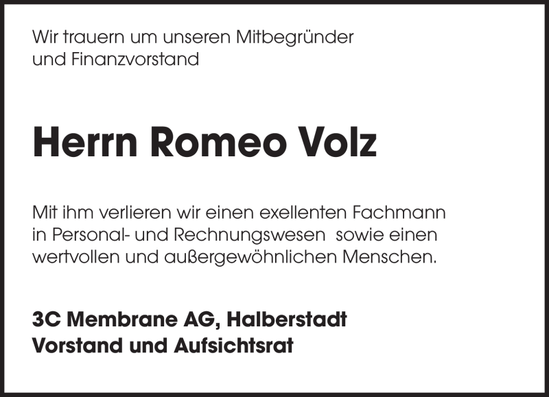  Traueranzeige für Romeo Volz vom 16.11.2011 aus SAARBRÜCKER ZEITUNG