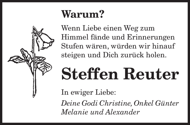  Traueranzeige für Steffen Reuter vom 09.06.2011 aus SAARBRÜCKER ZEITUNG