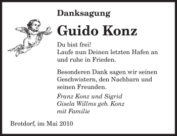 Todesanzeige von Guido Konz von SAARBRÜCKER ZEITUNG