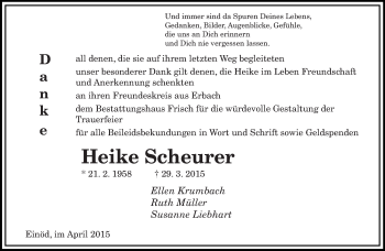 Todesanzeige von Heike Scheurer von saarbruecker_zeitung