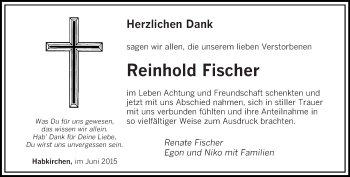 Todesanzeige von Reinhod Fischer von saarbruecker_zeitung