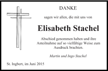 Todesanzeige von Elisabeth Stachel von saarbruecker_zeitung