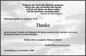 Todesanzeige von Stefan Unbekannt von SAARBRÜCKER ZEITUNG