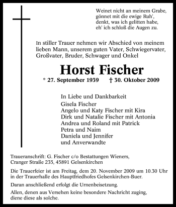 Todesanzeige von Horst Fischer 