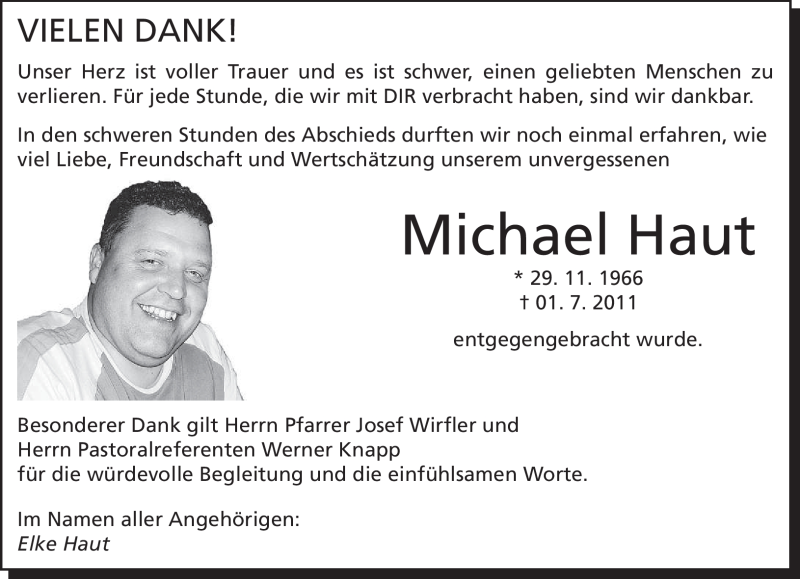  Traueranzeige für Michael Haut vom 23.07.2011 aus SAARBRÜCKER ZEITUNG