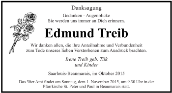 Todesanzeige von Edmund Treib von saarbruecker_zeitung