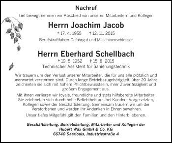 Todesanzeige von Nachruf  von saarbruecker_zeitung