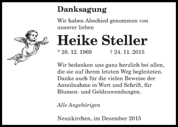 Todesanzeige von Heike Steller von saarbruecker_zeitung