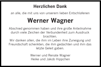 Todesanzeige von Werner Wagner von saarbruecker_zeitung