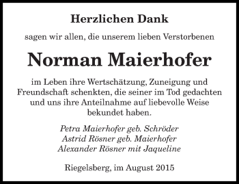 Todesanzeige von Norman Maierhofer von saarbruecker_zeitung